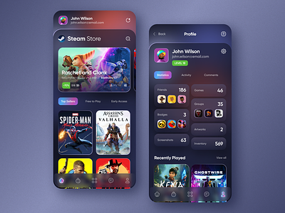 Steam Store App Concept app app design chat community game gaming app ios link mobile product design steam store ui ux