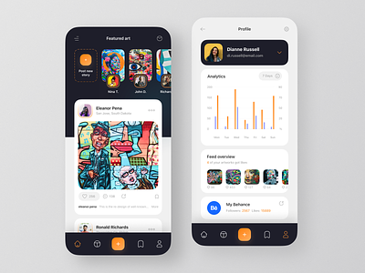 Instagram For Your Artworks App Concept app artist artwork concept dashboard design feed gallery insta instagram interface ios masterpiece mobile museum paintings profile statistics ui ux