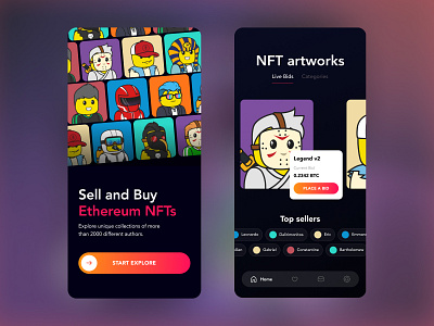 NFT Art Metaverse App Concept app art binance blockchain collection design ethereum gallery illustration ios marketplace metaverse mobile modern art nft opensea polygon token ui