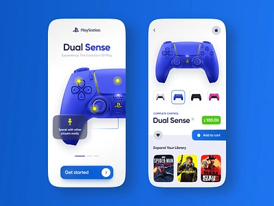 PlayStation Accessories E-commerce App Concept clean concept console controller dualsense e commerce eshop gaming ios mobile playstation ps5 shop online sony store ui ux white