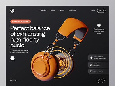 Headphones 3D Presentation in Online Store 3d 3d design airpods beats dark dre e commerce electronics headphones landing page music online store shop