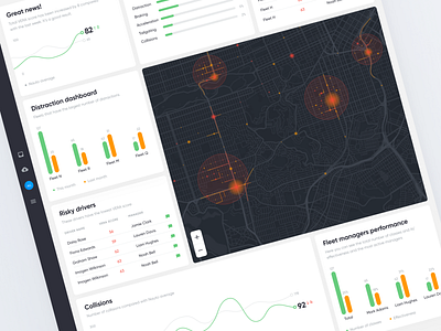 Automotive dashboard automotive black charts clean dashboard design graphic graphs map ui ux white