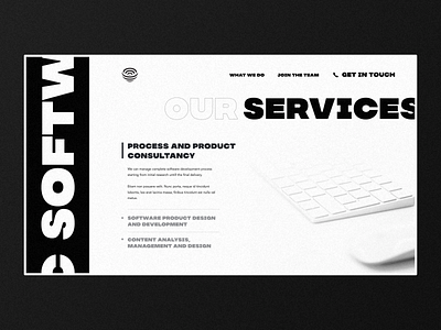 Software engineering company landing page black bold clean design landing page typography ui ux white