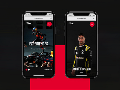 F1 grand prix website – mobile version