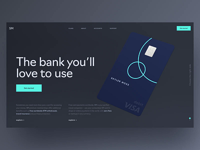 Neon card animation on a welcome page animation bank bank card banking dark fintech home page website welcome page