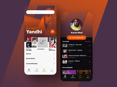 Search in a Music App albums app black dark ios kanye west mobile music music app playlist search searching tracks white