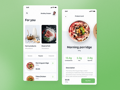 Grocery Store Mobile App app cards clean design food app grocery grocery app grocery online grocery store ios mobile ui white