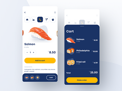 Restaurant App app cafe cart ecommerce ecommerce app food food app ios menu menu app mobile order restaurant sushi sushi app white