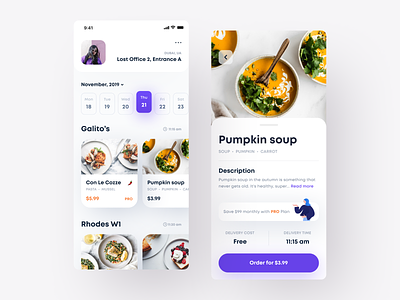 Food Delivery App app delivery app ecommerce ecommerce app ecommerce design food food and drink food app ios meal meal planner meals mobile purple white