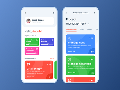 Courses dashboard for iOS app