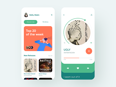 Music Player App app clean dashboard design ios mobile music music app music player music streaming online player ui white