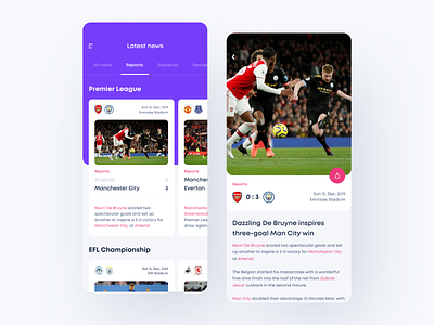Sport News App app clean design football football app ios mobile news news feed newsfeed soccer soccer app sport sport app sports design ui white
