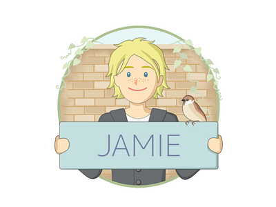 Jamie and a sparrow