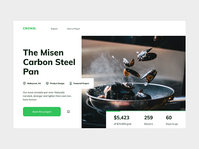 CROWD. - Crowdfunding website asymmetric bookmark branding clean crowdfund crowdfunding crowdfunding campaign design donate donation goal interface project target typography web