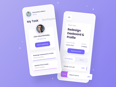 Task Management app client task management management app mobile mobile app profile purple task task list task management work