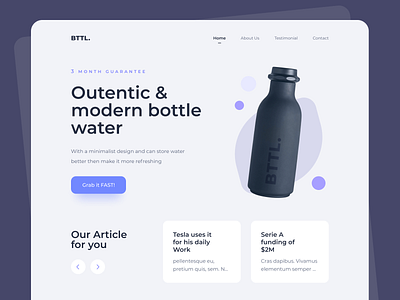 BTTL - Landing Page article bottle bttl hero image landing page minimalist purchase sell website