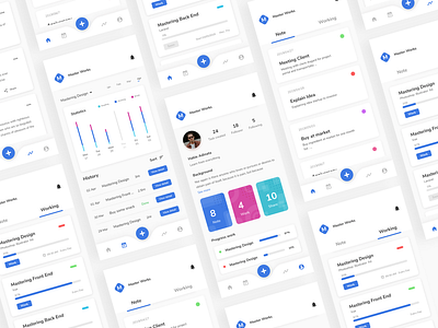 Master Work - Exploration blue cards clean clean ui curve modern note product profile remaining timeline ui work