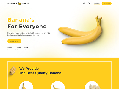 The Banana's Landing Page banana clean design landing page minimalism ui ux website design yellow
