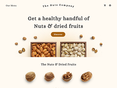 The Nuts Company Cover brown clean design cover landing page nuts ui ux website design