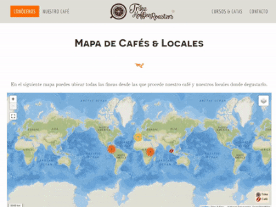 Coffee Map - Trike Koffee Roasters cartography custom maps gis interactive javascript map map design maps web webmap
