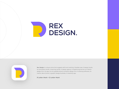 Rex Design Logo Concepts. animation branding brandmark business logo colorful logo design design agency design app logo dr logo graphic design interior design logo logo design logomark monogram monogram mark motion graphics product design rd lettermark rd logo