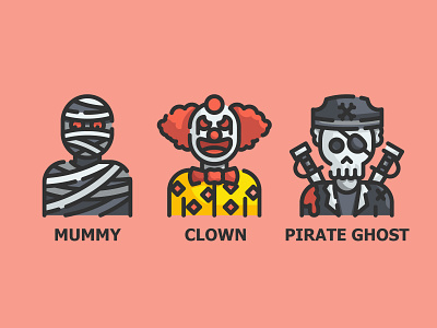 Halloween Costume Avatar icon avatar color crown design flat ghost halloween icon illustration line mummy outline scare vector