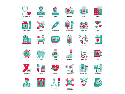 Medical Flat Icon aid care clinic color design doctor emergency flat health hospital icon laboratory medical medicine pharmacy set symbol vector