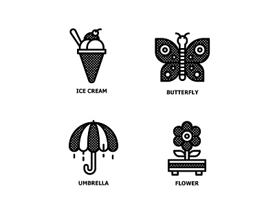 Spring Season butterfly design flower glyph ice cream icon line season spring summer umbrella