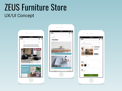 ZEUS Furniture Store design ecommerce furniture layout design minimalism ui ux