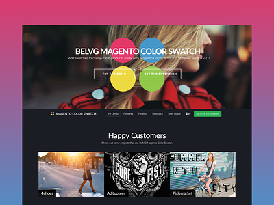 Color Swatch Magento extension landing page gradient landing magento