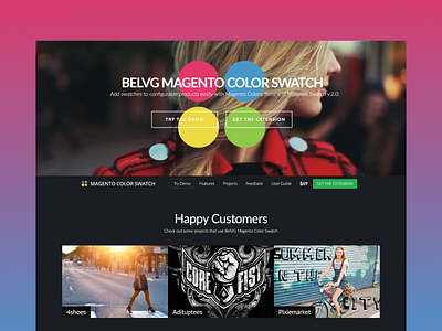 Color Swatch Magento extension landing page