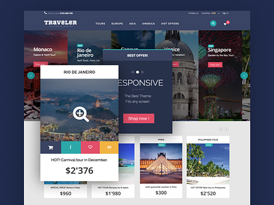 Traveler Prestashop Template ecommerce prestashop prestashop theme template travel ui component webdesign