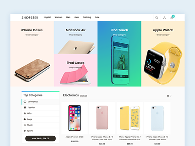 Shopster Magento 2 Template ecommerce ecommerce design gradient grid hover hover state hoverstate magento magento 2 magento theme ui website