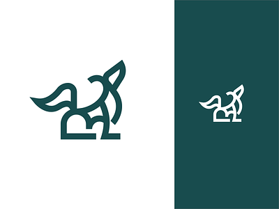 Working on a new project "Wolf" animal brand green identity illustration line logo mark simple vector wolf