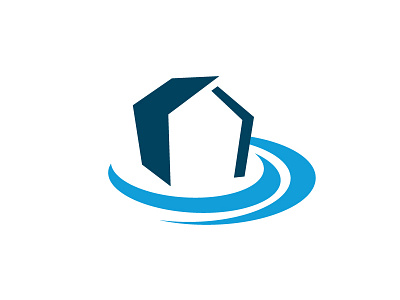 Approved logo design blue brand cyan design home house identity logo mark water