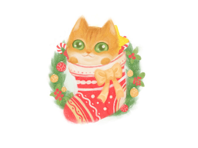 Merry Christmas cat christmas illustration kitty socks