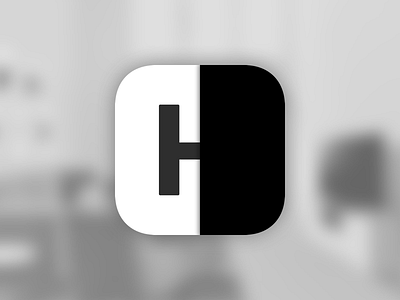 Hutch App Icon after before black blur depth design h interiors noir white