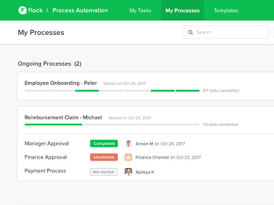 Process Automation by Flock app chat flock process productivity tool ui ux web workflow