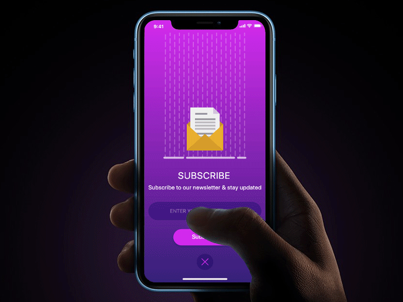 Subscribe adobe xd animation daily 100 daily 100 challenge dailyui dailyui026 design jombie envelope graphics interaction design micro interaction mobile app subscribe subscribe form subscription sushant sushant kumar rai ui uiux ux