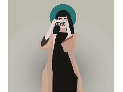 girl with camera design flat illustration vector