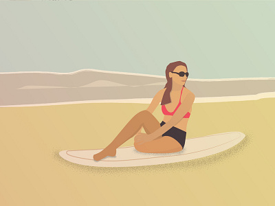 Surf design digital drawing flat graphic graphic design illustration vector woman