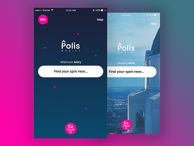 Polis Homescreen 2 app design parking polis assist search