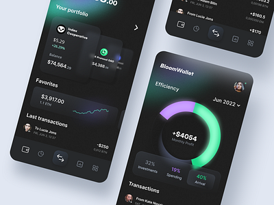 BloomWallet - Concept based on a client proposal android app design application design bank banking app crypro finance finance app financial financial app fintech ios app ios app design mobile mobile app screens mobileapp ui ux wallet