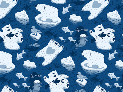 Seamless vector pattern ai animal character cute design digital illustration pattern polar bear seamless surface pattern design vector