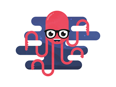 Nerd Octopus animal bubble color design flat glasses graphic illustration octopus simple