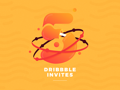 Five Dribbble Invites art color design designer draft dribbble flat giveaway illustration invitation invite invite giveaway invites letter two type vector
