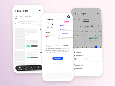 Mobile Calendar Share app design calendar design navigation bar