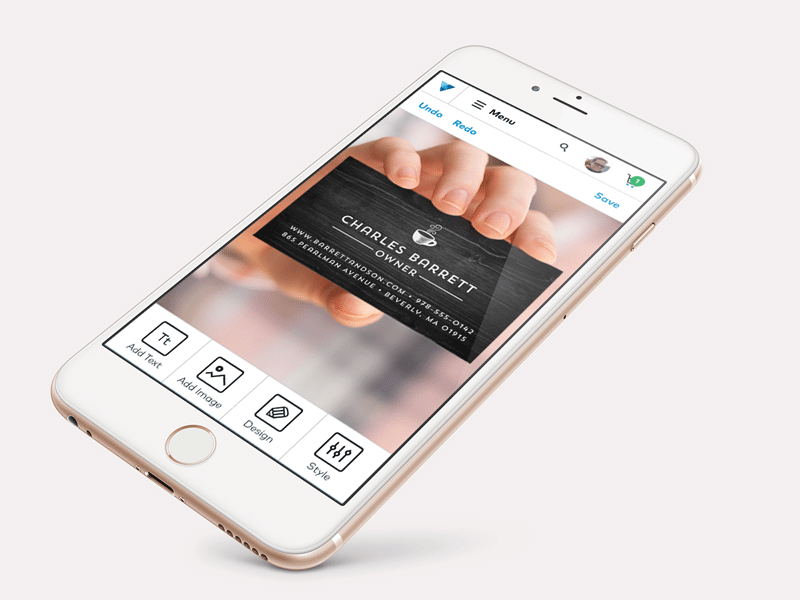 Vistaprint Mobile Studio interface design app customize studio