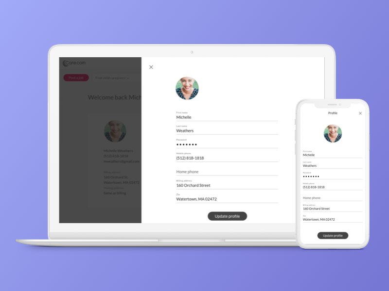 Fields simplicity edit profile profile page responsive design