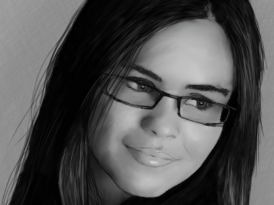 Leah black grey portrait wacom white